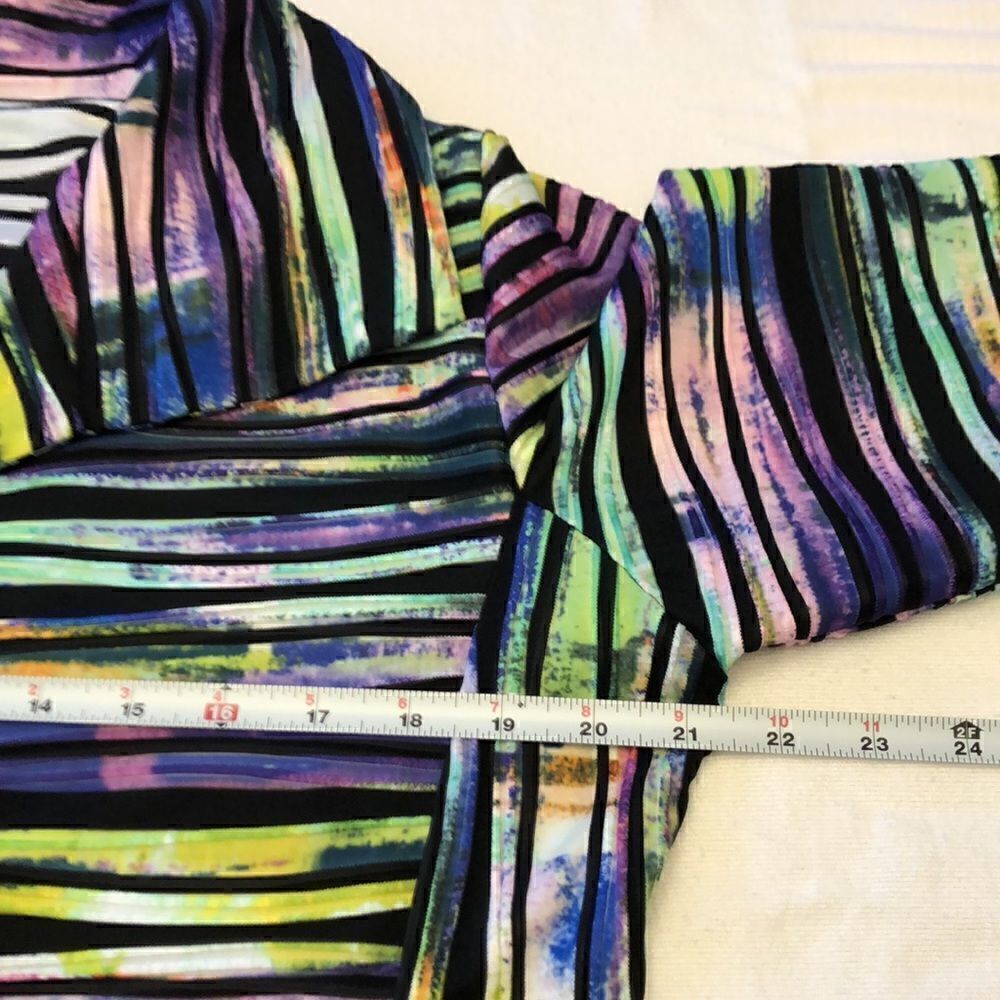 IC by Connie K womens blazer stripe black green pink size M - Picture 9 of 14